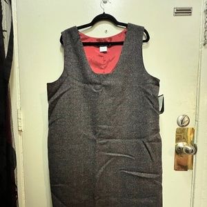 NWT Harve Bernard Charcoal Wool Pinafore Dress Size 16